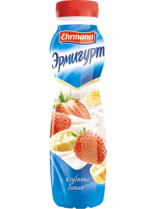 Йогурт питьевой Эрмигурт клубника и банан, 290г