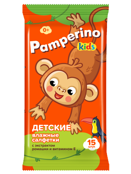 Салфетки влажные детские Pamperino Kids Ромашка-витамин Е, 15шт