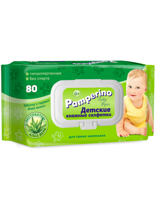 Салфетки влажные детские Pamperino Алоэ вера, 80шт