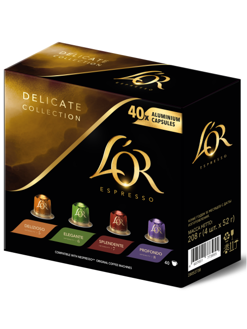 Набор кофе в капсулах L’or Эспрессо для кофемашин Nespresso ассорти 40шт, 208г
