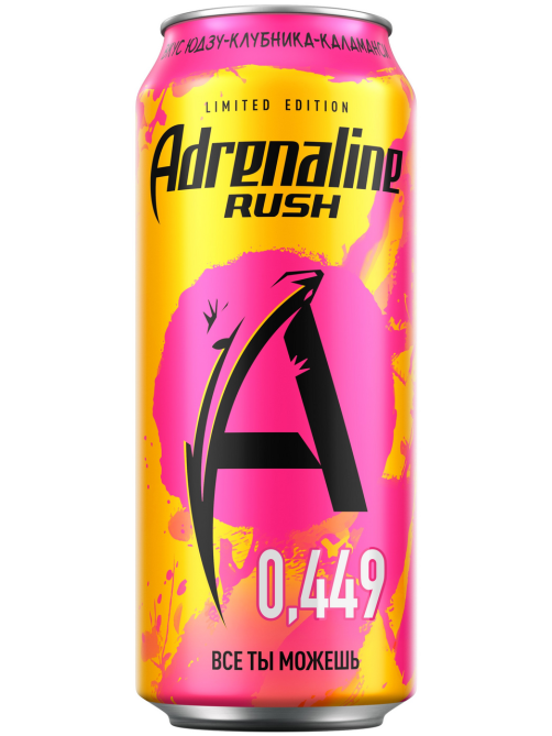 Энергетический напиток Adrenaline Rush юдзу, клубника и каламанси, 449мл