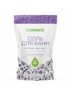 Соль для ванн Synergetic с маслом лаванды, 1кг