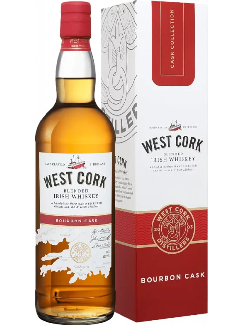 Виски West Cork Bourbon Cask Blend Irish в подарочной упаковке, 0.7л