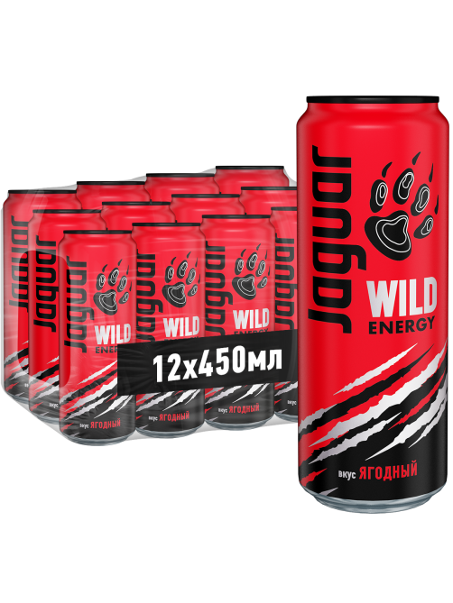 Энергетический напиток Jaguar Wild Energy ягодный, 450мл x 12 шт