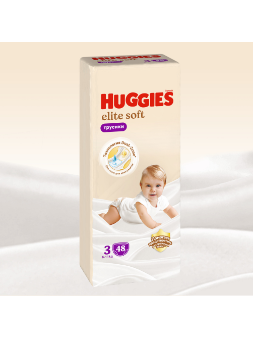 Подгузники-трусики Huggies Elite Soft 3 размер 6-11кг, 48шт