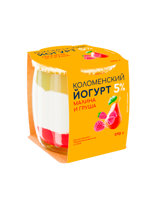 Йогурт Коломенское Малина-груша 5%, 170г