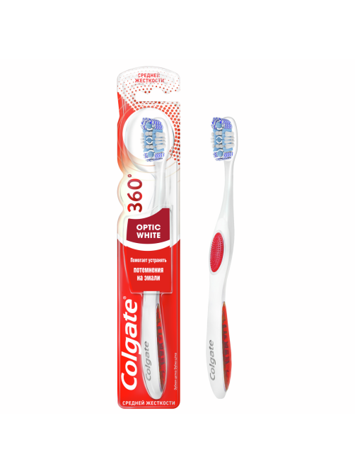 Зубная щетка Colgate Optic white отбеливающая средняя жесткость