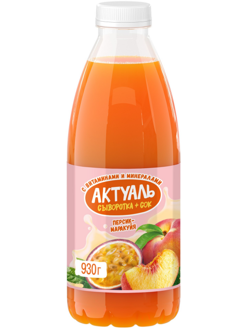 Напиток сывороточный Актуаль с персиком и маракуйей, 930г