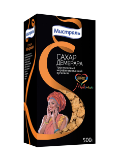 Сахар Мистраль Демерара тростниковый нерафинированный кусковой, 500г