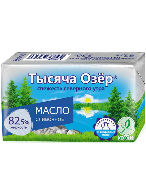 Масло сливочное Тысяча Озер 82.5%, 350г