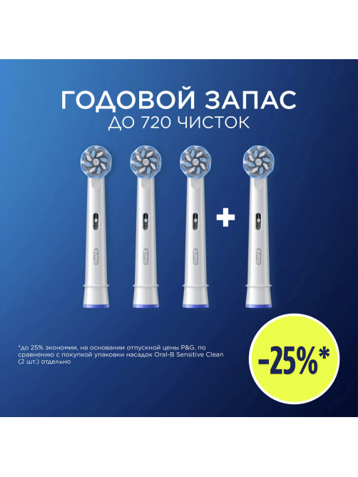 Насадки Oral-B Sensitive Clean для электрической зубной щетки EB60, 4шт