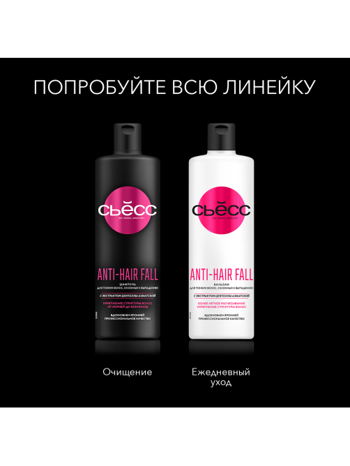 Шампунь Сьёсс Anti-Hair Fall для тонких волос, склонных к выпадению, укрепление волос, 450мл
