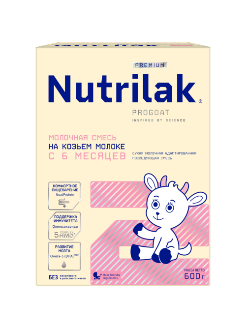 Смесь молочная Nutrilak Premium 2 на козьем молоке 6+ месяцев, 600г