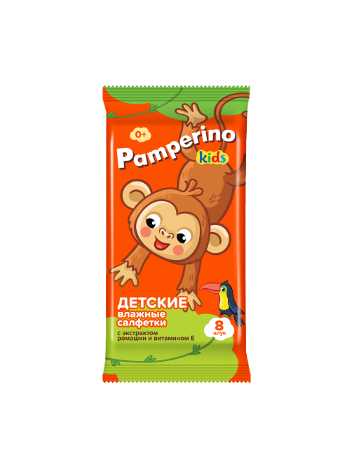 Салфетки влажные детские Pamperino Kids Mix Ромашка-витамин Е, 8шт x 8 уп