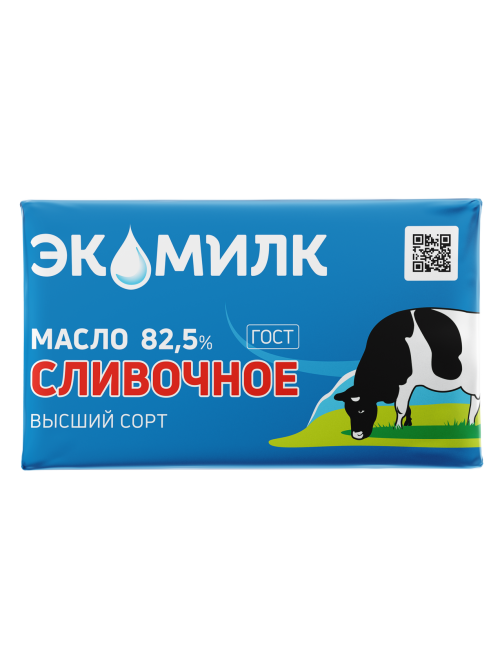 Масло сладко-сливочное Экомилк Традиционное несоленое ГОСТ 82.5%, 330г