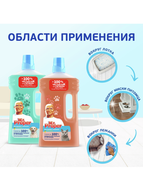 Жидкость моющая Mr. Proper Свежий Цитрус для полов и стен для домов с собаками, 1л