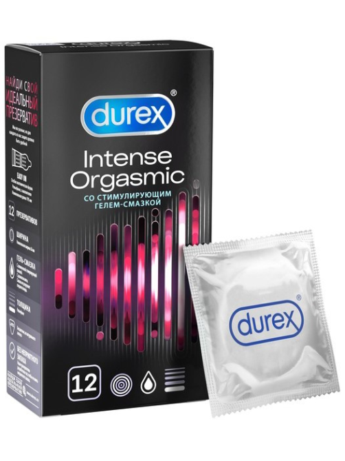 Презервативы Durex Intense Orgasmic рельефные со стимулирующим гелем-смазкой, 12шт