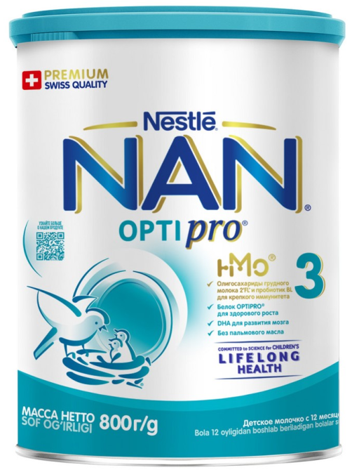 Сухая молочная смесь NAN 3 Optipro с 12 месяцев, 800г