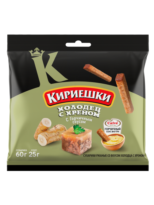Сухарики Кириешки холодец с хреном с соусом, 60г
