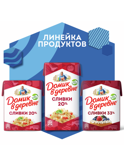 Сливки Домик в деревне пастеризованные 10%, 270г