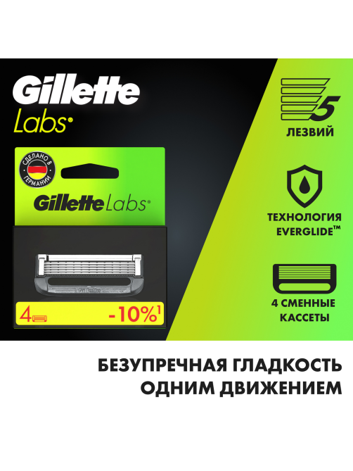 Кассеты сменные Gillette Labs 5 лезвий, 4шт