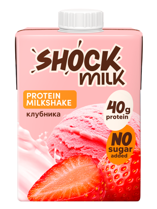 Коктейль молочный Shock Milk Protein обезжиренный клубника, 480мл