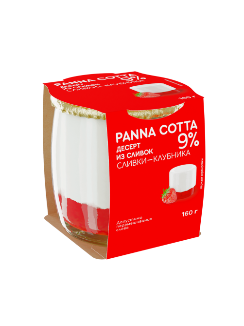 Молочный продукт Коломенское Десерт из сливок Panna Сotta Сливки-клубника 9%, 160г