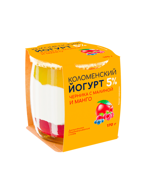 Йогурт Коломенское Черника-малина-манго 5%, 170г