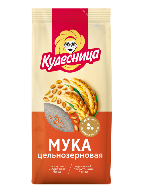Мука пшеничная Кудесница цельнозерновая, 500г