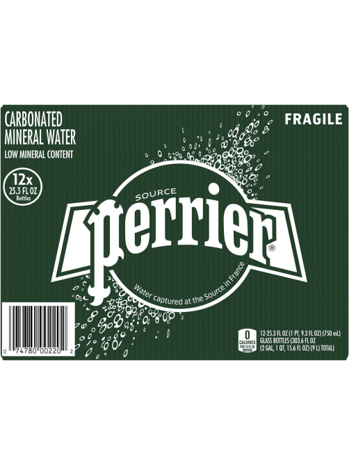 Вода Perrier минеральная газированная стекло, 750мл x 12 шт