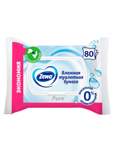 Влажная туалетная бумага Zewa Pure, 80 листов