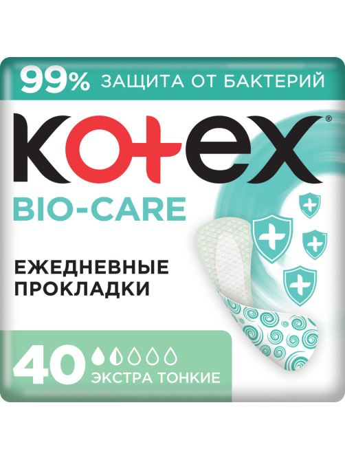 Прокладки ежедневные Kotex Bio-Care экстра тонкие, 40шт