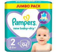 Подгузники для новорожденных Pampers New Baby-Dry mini 4-8кг, 94шт