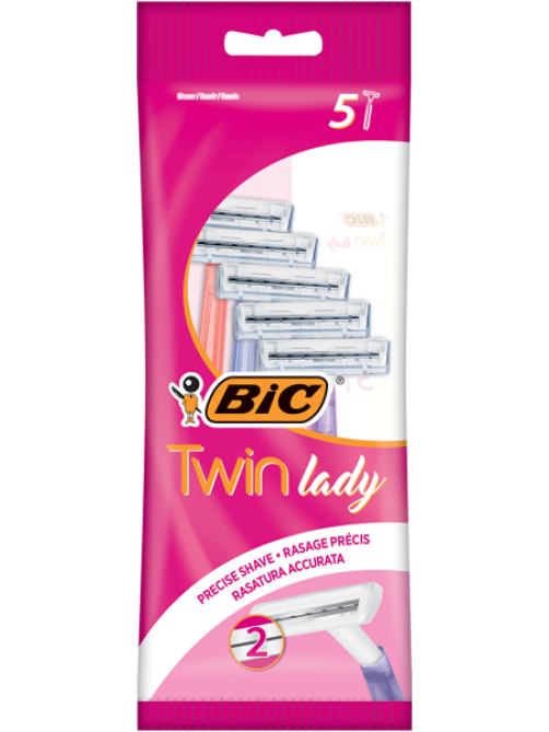 Бритва одноразовая женская BIC Twin Lady 2 лезвия 5 пастельных тонов, 5 шт