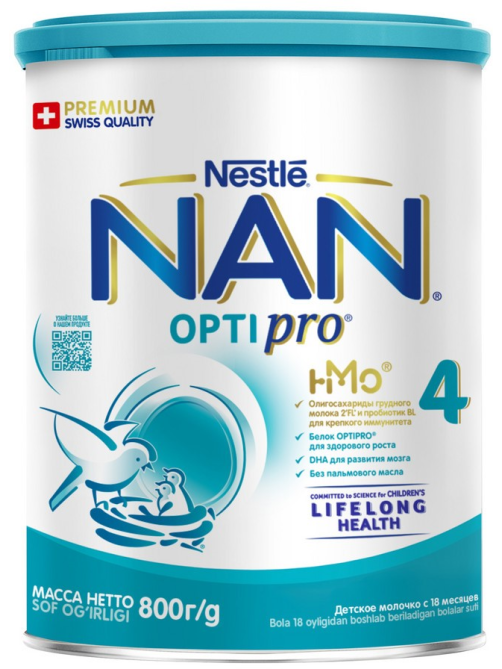 Сухая молочная смесь NAN 4 Optipro с 18 месяцев, 800г