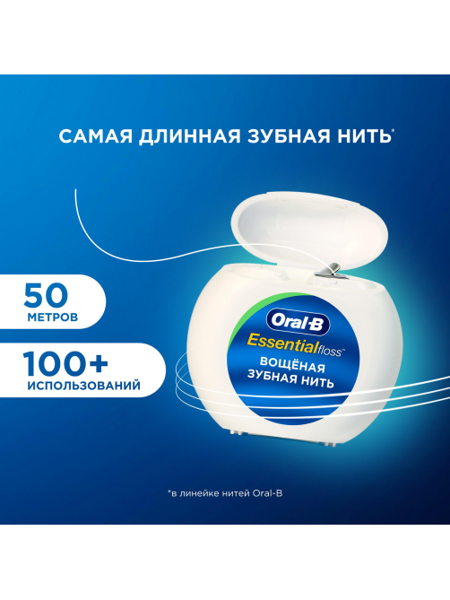 Зубная нить Oral-B Essential floss мятная, 50м