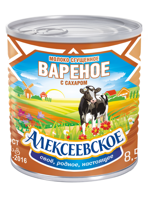 Молоко сгущенное Алексеевское вареное с сахаром 8.5%, 360г