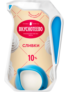 Сливки Вкуснотеево ультрапастеризованные ГОСТ 10%, 250г