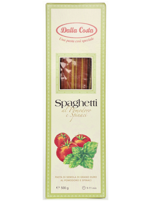Макароны спагетти Dalla Costa Spaghetti Al Pomodoro E Spinaci с томатами и шпинатом, 500г