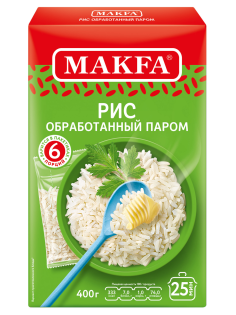Крупа рис Makfa длиннозерный пропаренный шлифованный, 400г