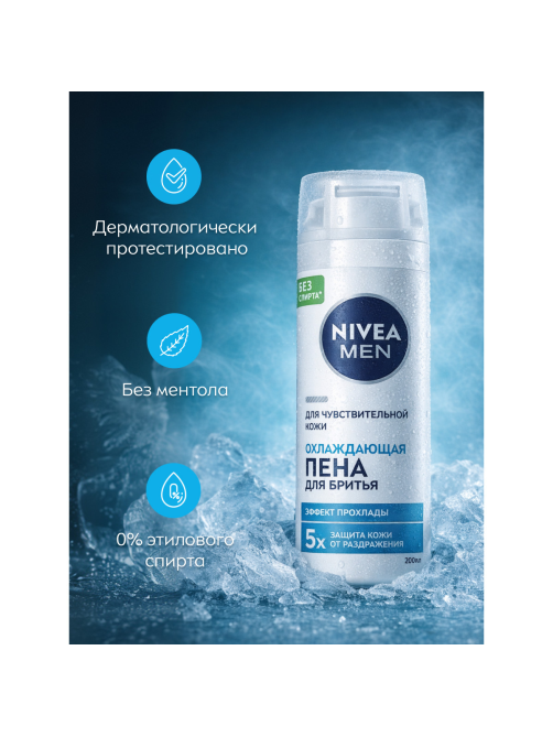 Пена для бритья Nivea для чувствительной кожи охлаждающая, 200мл