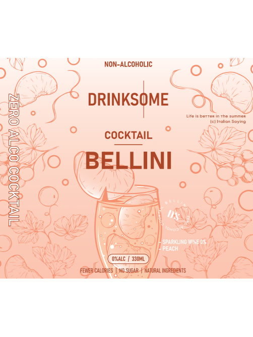 Напиток безалкогольный Drinksome Cocktail Bellini Коктейль Беллини газированный, 330мл