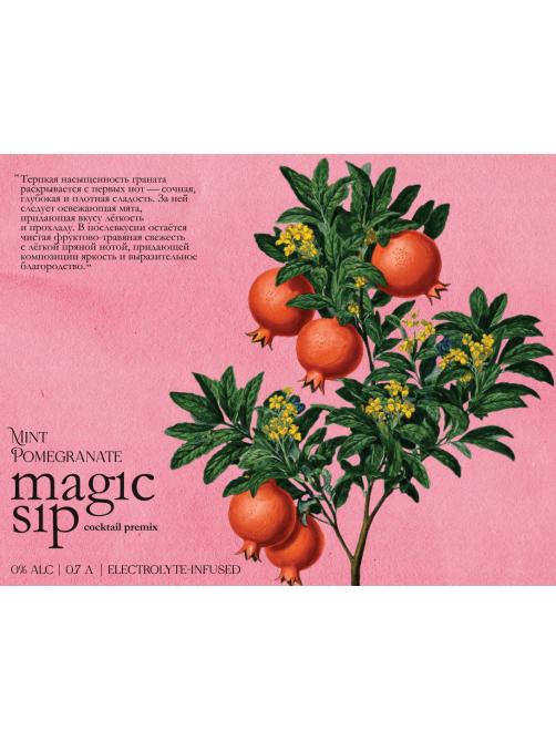Основа для коктейлей Magic Sip мята и гранат безалкогольная, 0.7л