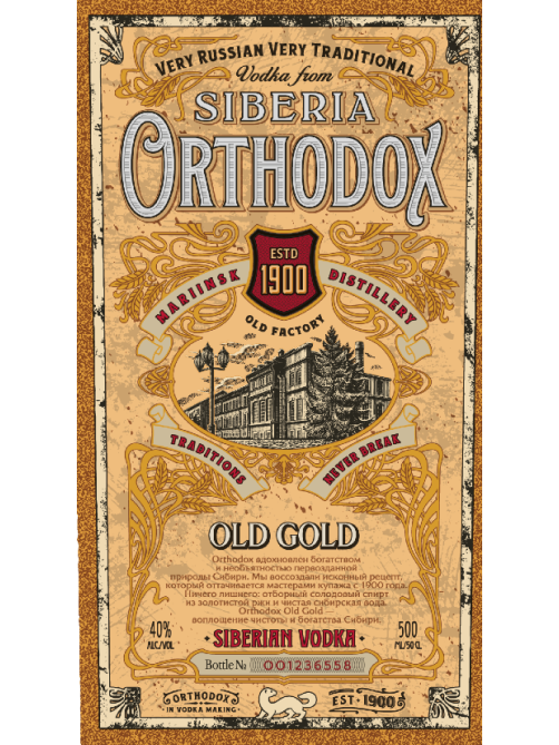 Водка Orthodox Old Gold, 0.5л