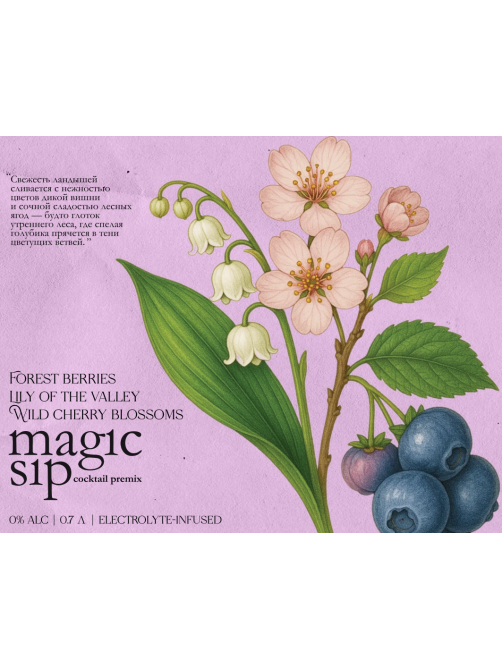 Основа для коктейлей Magic Sip лесные ягоды безалкогольная, 0.7л
