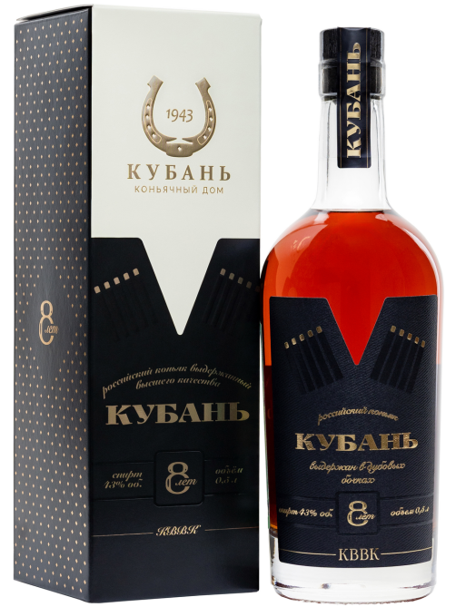 Коньяк Кубань 8 лет в подарочной упаковке, 0.5л