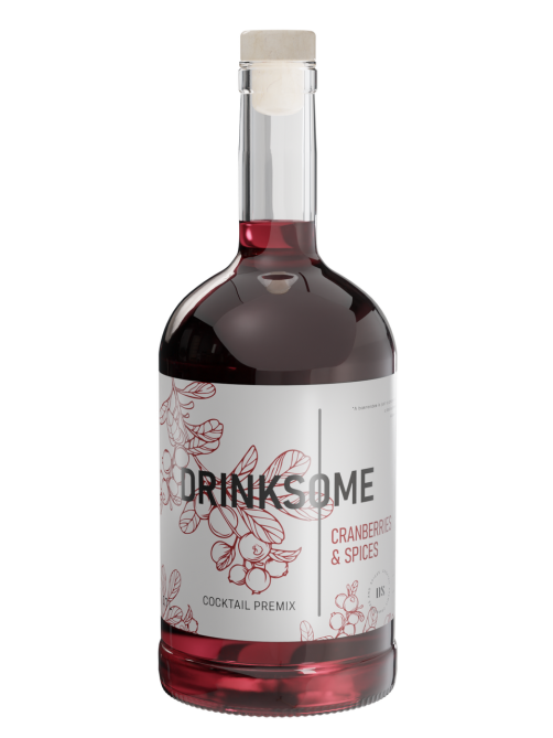 Напиток безалкогольный Drinksome Cocktail Premix Cranberries and Spices Кордиал Клюква со специями негазированный, 0.7л