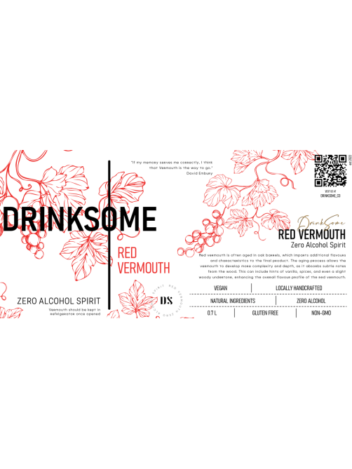 Напиток безалкогольный Drinksome Red Vermouth Красный Вермут негазированный, 0.7л