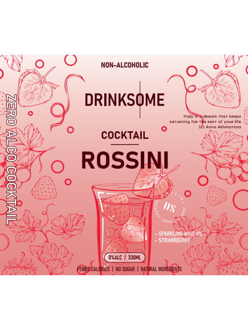 Напиток безалкогольный Drinksome Cocktail Rossini Коктейль Россини газированный, 330мл