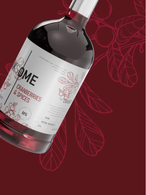 Напиток безалкогольный Drinksome Cocktail Premix Cranberries and Spices Кордиал Клюква со специями негазированный, 0.7л